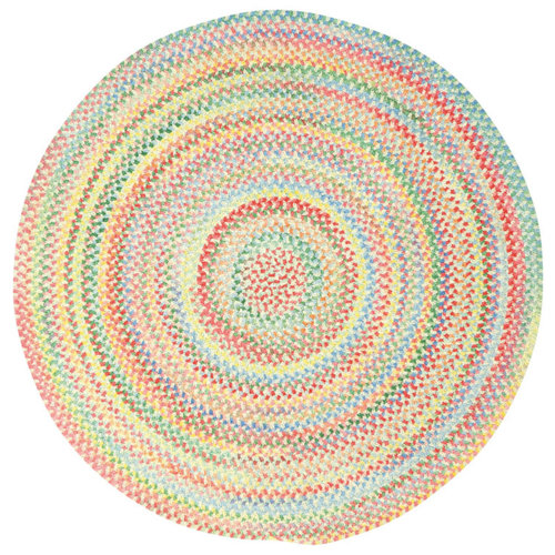 Harper Orchard Aaru Striped Hand Braided Cotton Pink/Blue/Yellow Area